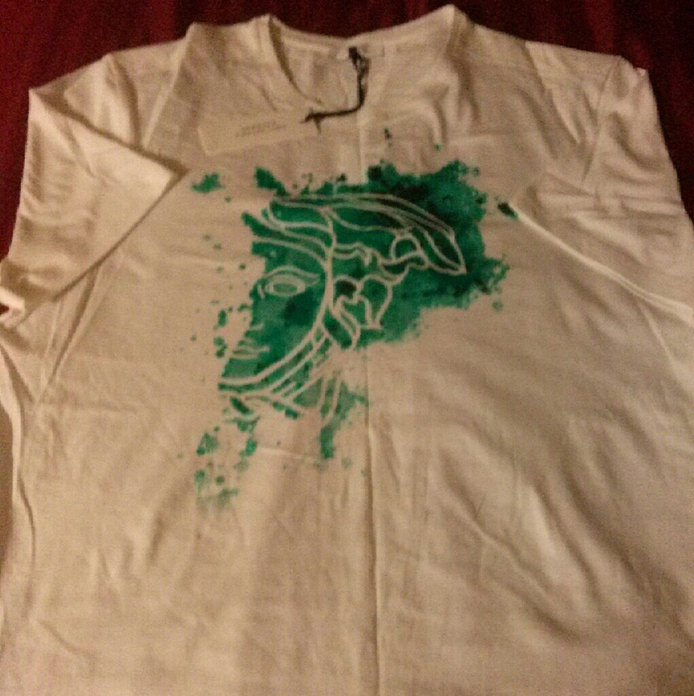 Versace White Tee with Green Graphic
